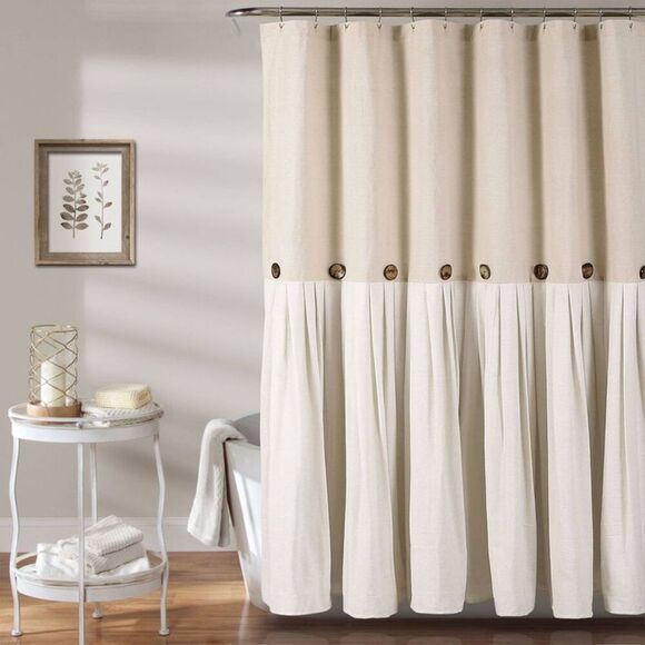 Lush Decor -  Color Block Pleated Shower Curtain 72x7 Beige - Picture 1 of 4